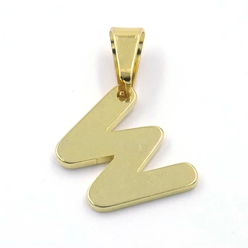 Dije de Acero Dorado Letra W Pequeña Alfabeto