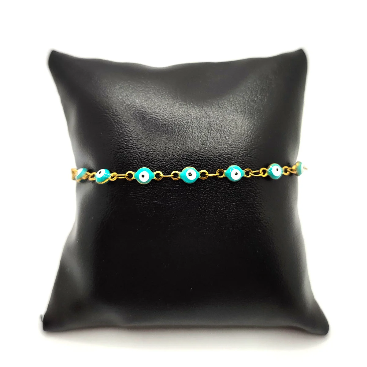 Pulsera Acero Dorado Ojo Turco Nazar Verde 4 Mm Esperanza
