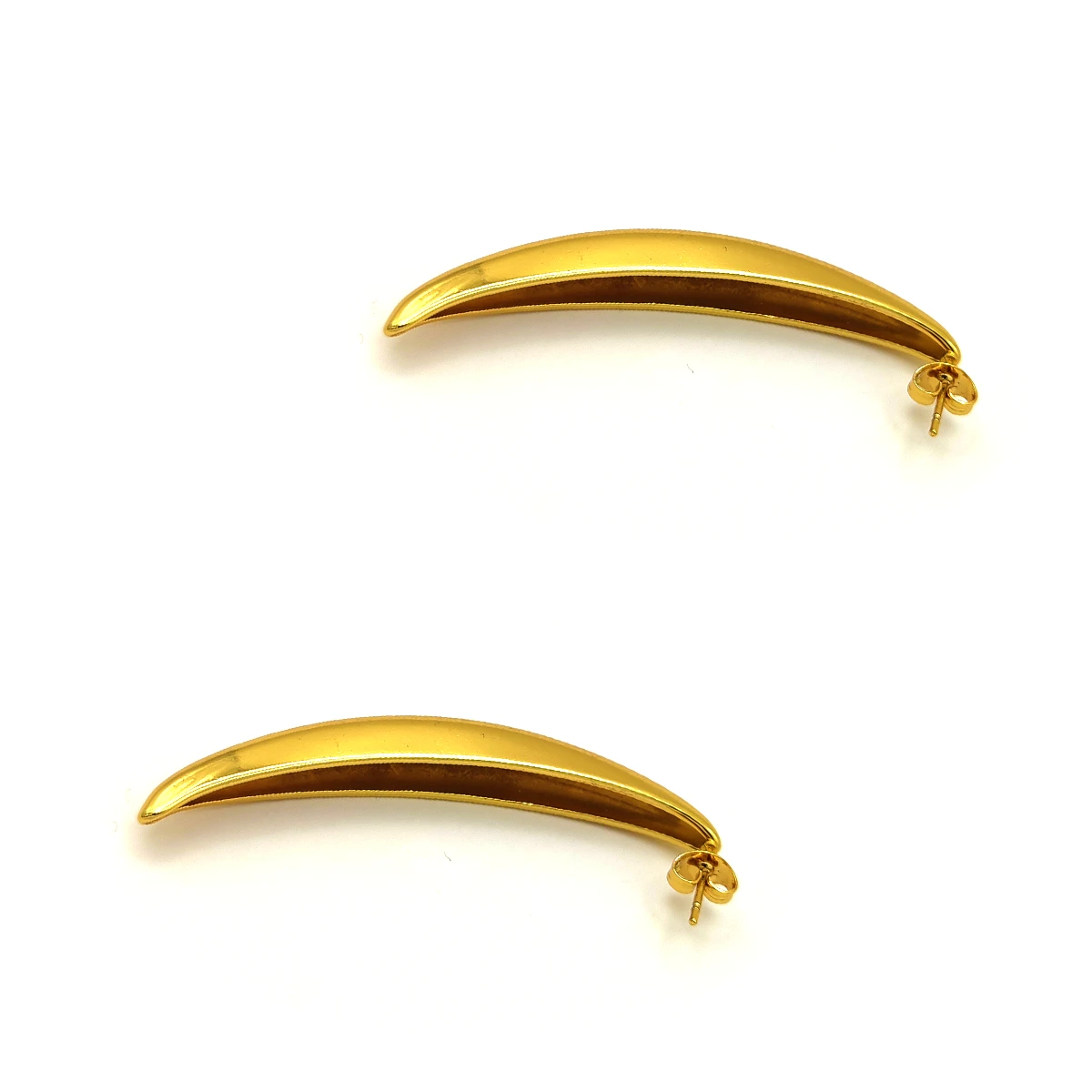 Aretes Acero Inox Dorado Alargados Lisos Fiesta Elegantes