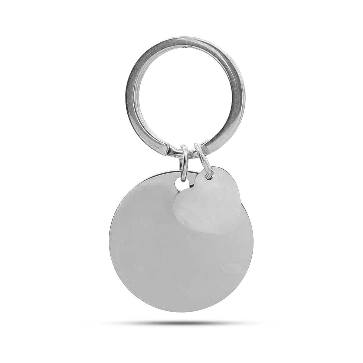 Llavero Acero Circulo 30 mm y Corazon Para Grabado