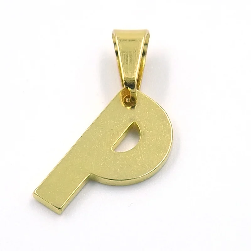 Dije de Acero Dorado Letra P Pequeña Alfabeto