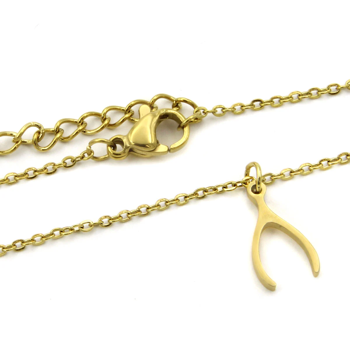 Collar Acero Dorado Hueso Buena Suerte Fortuna Deseo