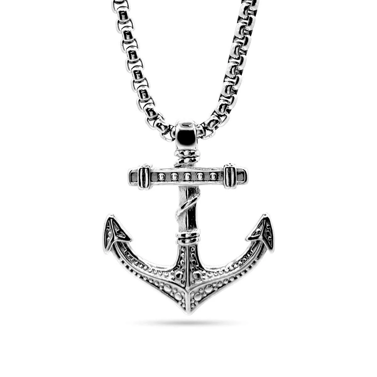 Collar Acero Plateado Ancla Áncora 30 mm Hombre Marinero