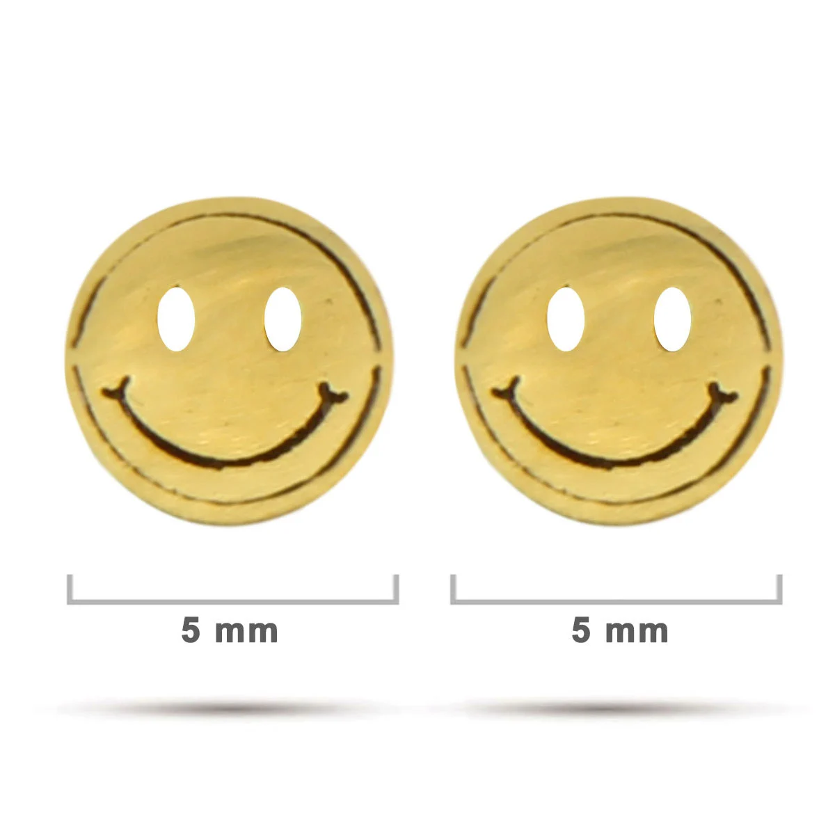 Arete Tipo Broquel Acero Dorado Mini Happy Face