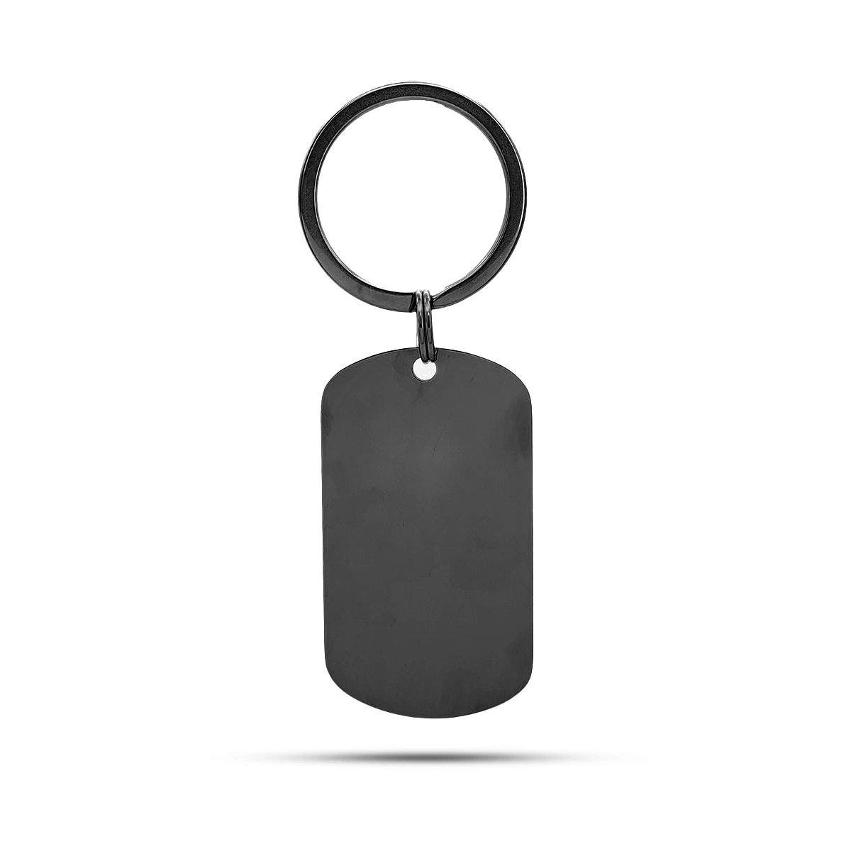 Llavero Acero Placa Militar Redondeada Para Grabado