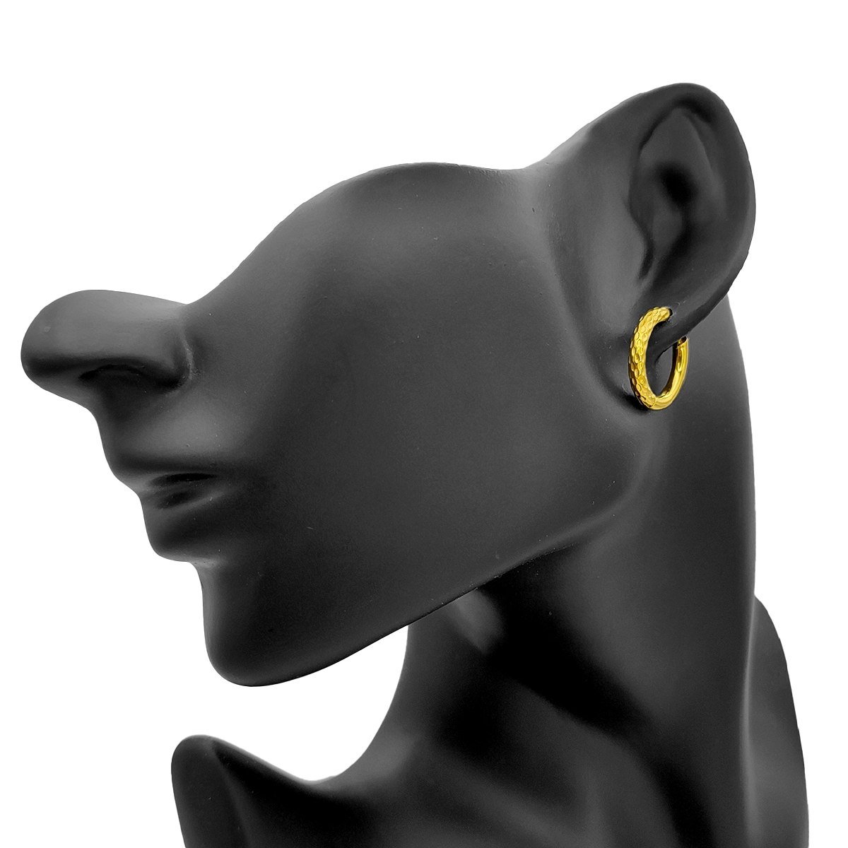 Aretes Acero Dorado Arracadas Huggies Mitad Martillada