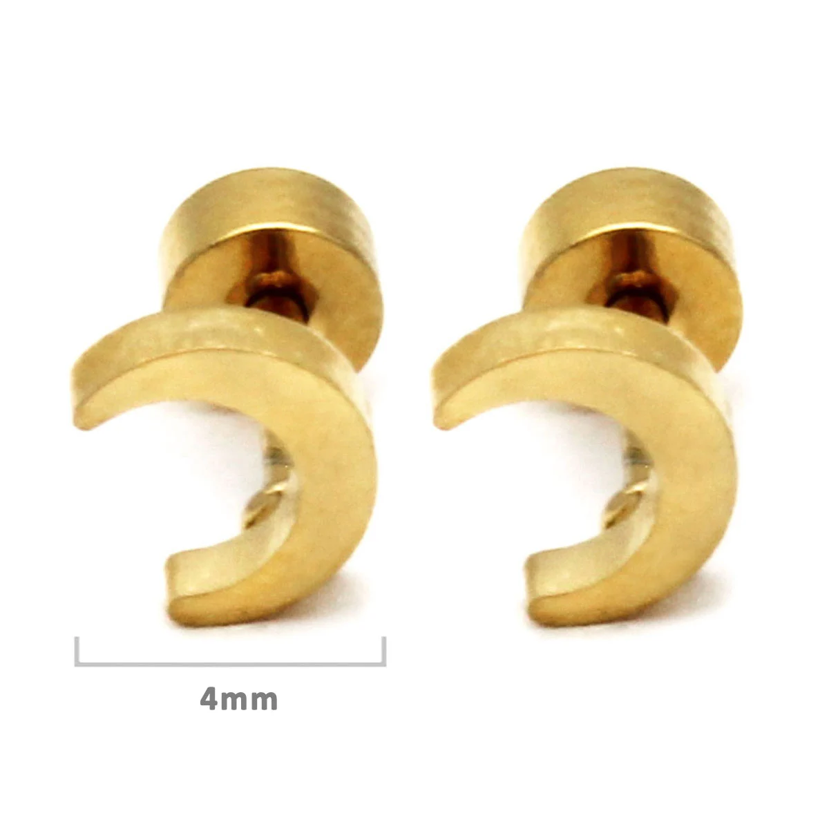 Aretes Tipo Broquel Dormilon Acero Dorado Mini Luna