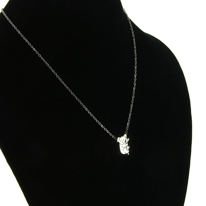 Collar Acero Inox Plateado Koala Animales Naturaleza