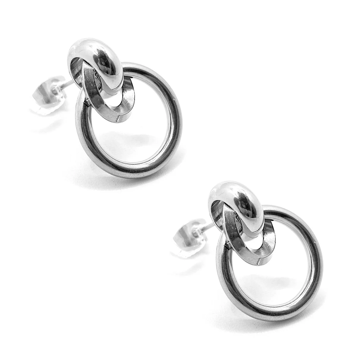 Aretes de Mujer Acero Inoxidable Plata Argollas Circulo