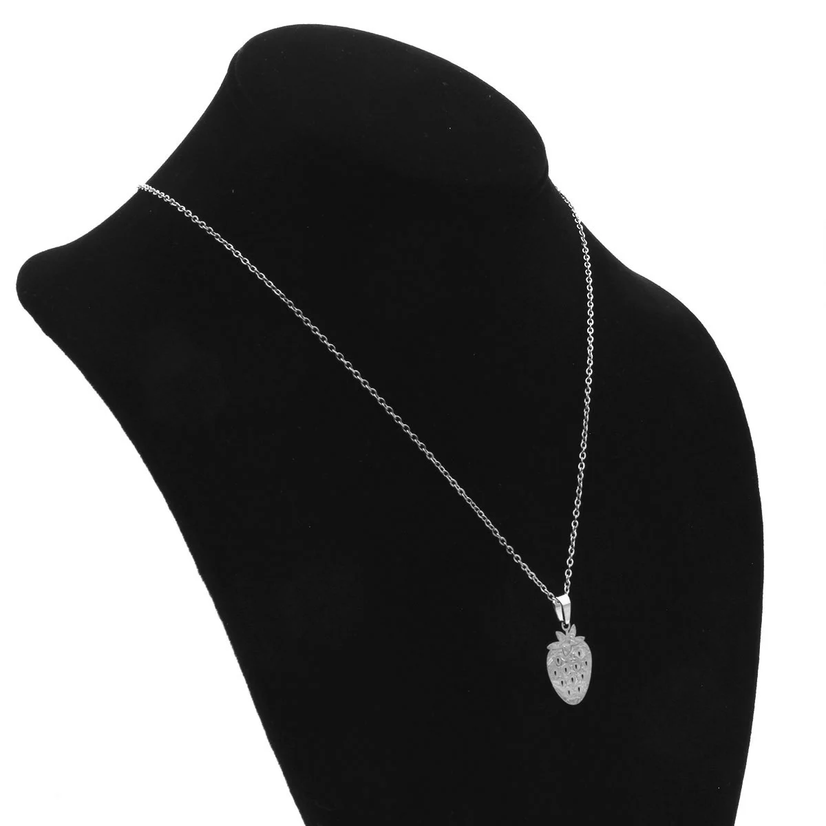 Set Joyeria Acero Inox Plateado Fruta Fresa Natural