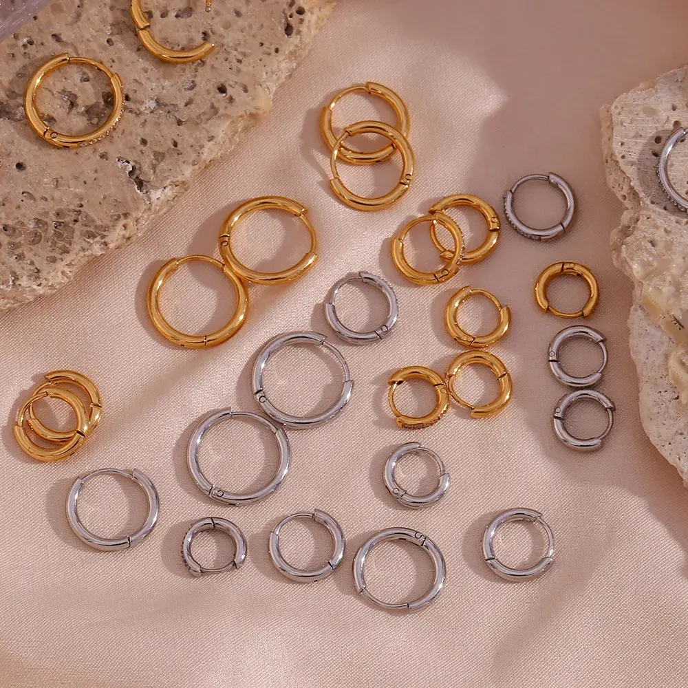 Aretes Acero Tipo Pendiente Huggies Aro Clásica 12 mm