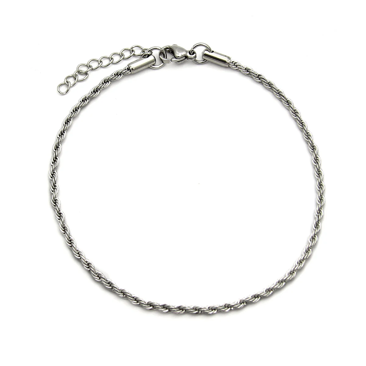 Tobillera Acero Inoxidable Plateado Estilo Torzal 2mm
