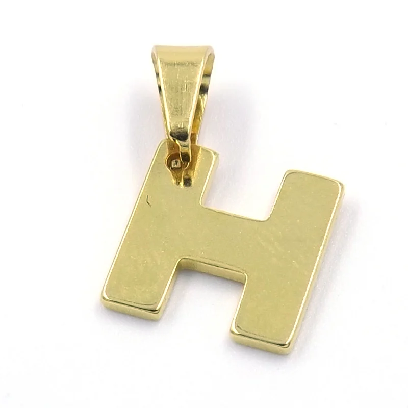 Dije de Acero Dorado Letra H Pequeña Alfabeto