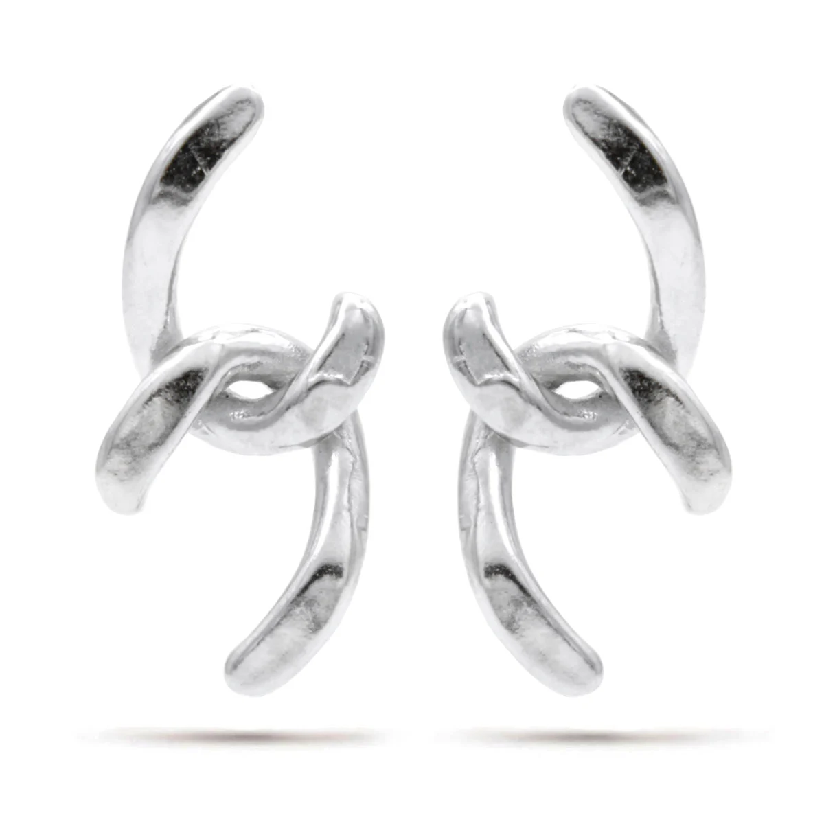 Aretes Acero Plateado Tipo Cadena Eslabon Medio Barbado