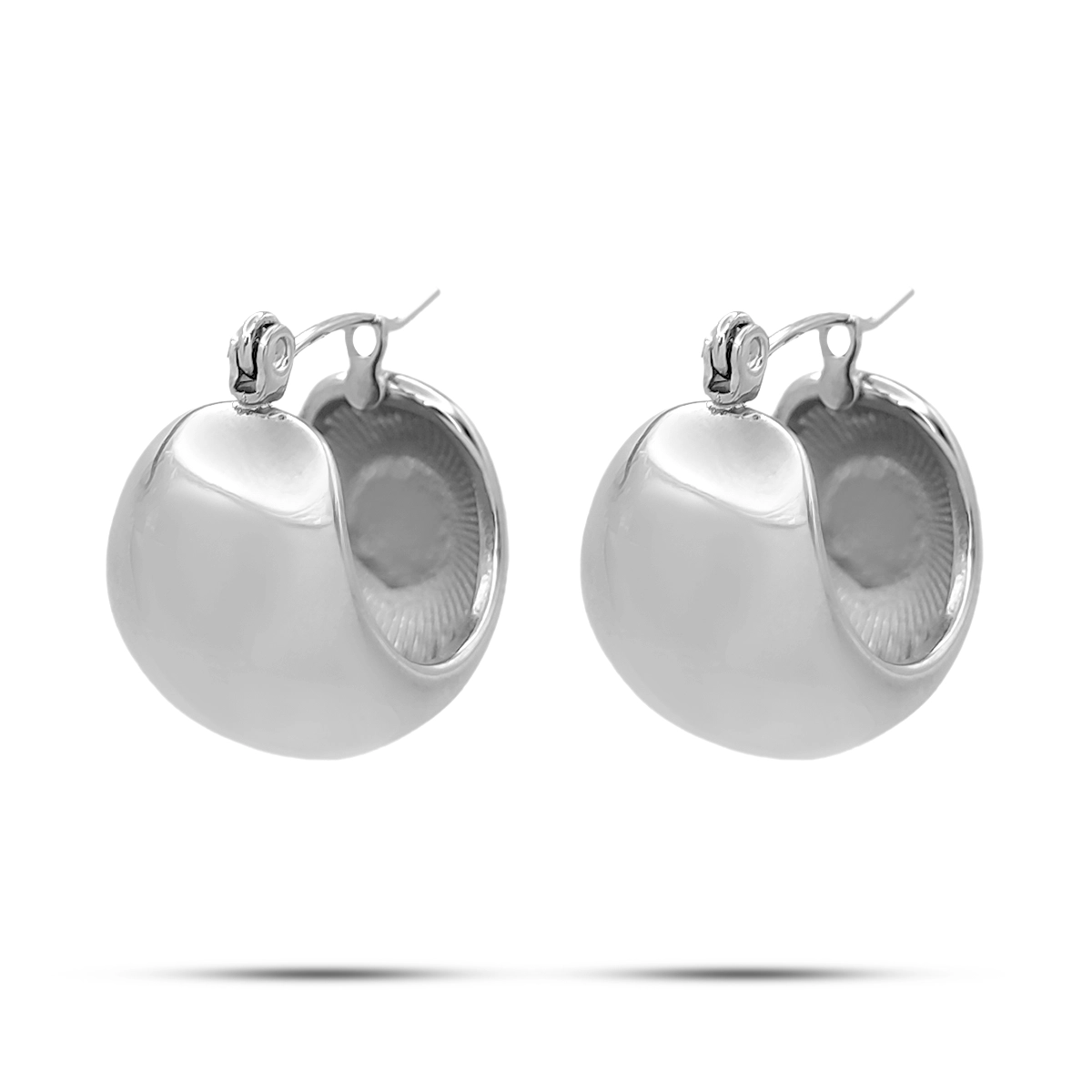 Aretes Acero Arracadas Circulares Chunky Gruesas