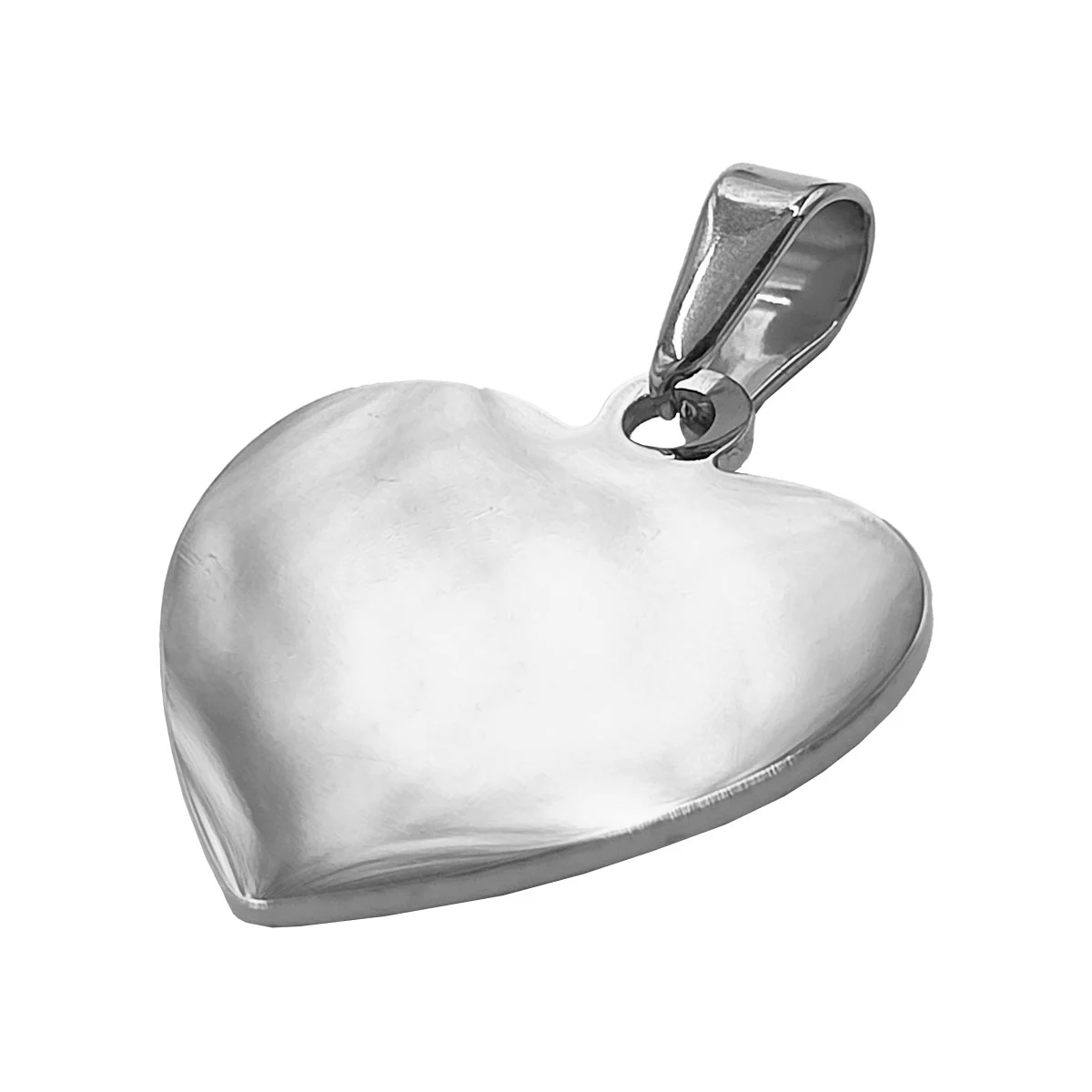 Dije Acero Inoxidable Plateado Corazon Liso Placa 25 mm