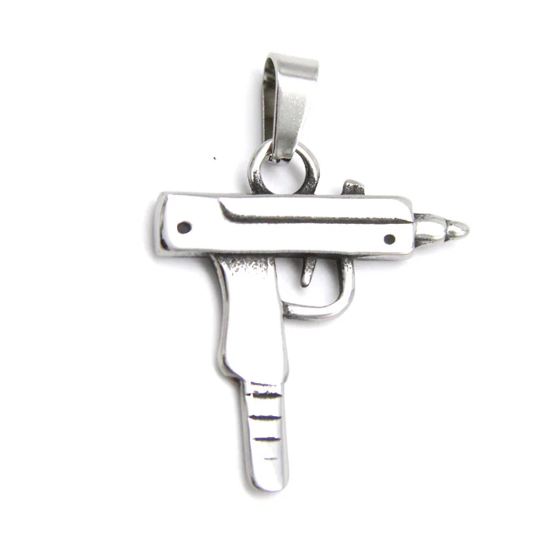 Dije Acero Inoxidable Plateado Arma Pistola Uzi Supreme