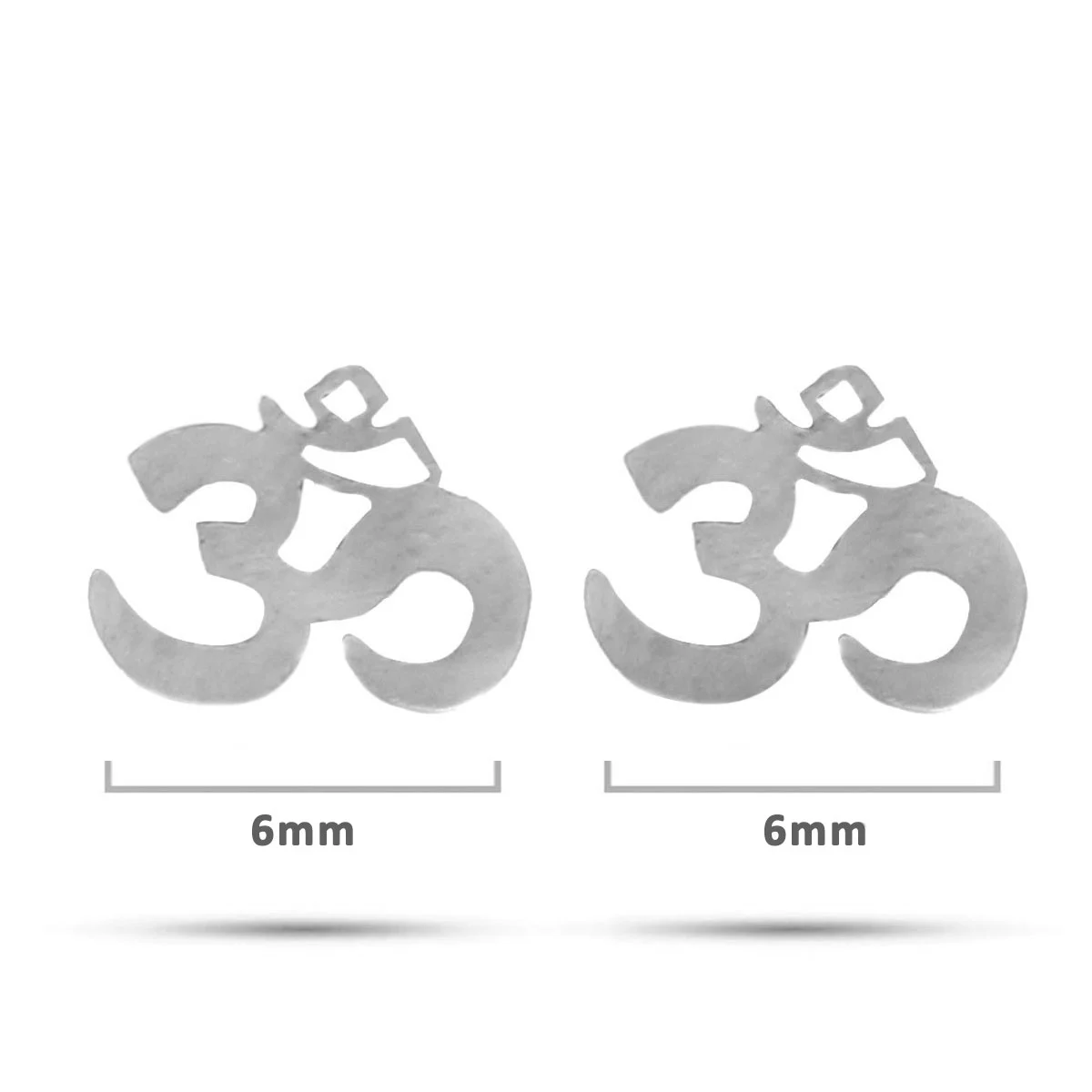 Aretes Tipo Broquel Acero Plateado Simbolo Mantra Om 6mm