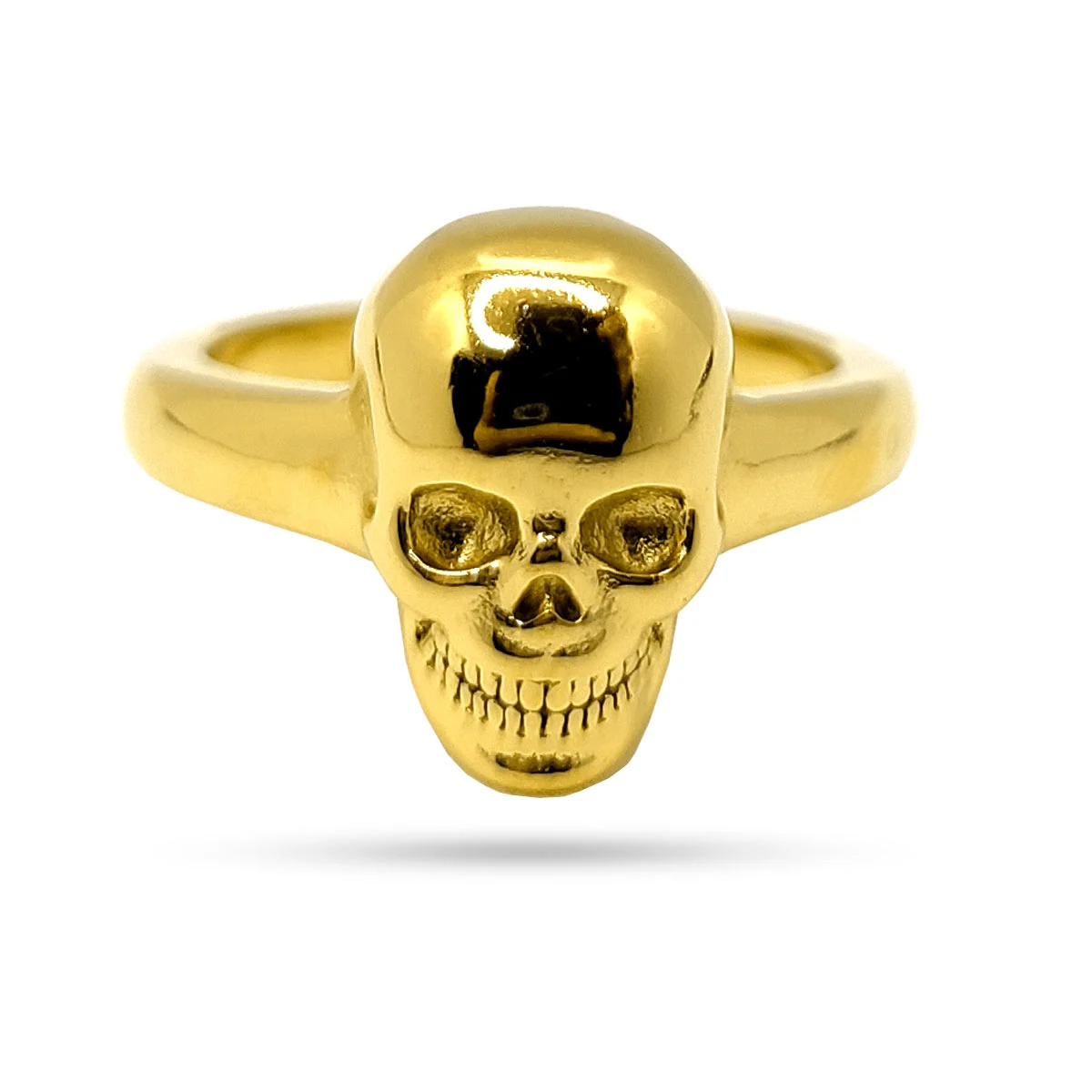Anillo Acero Dorado Cráneo Calavera para Mujer Rock Gold
