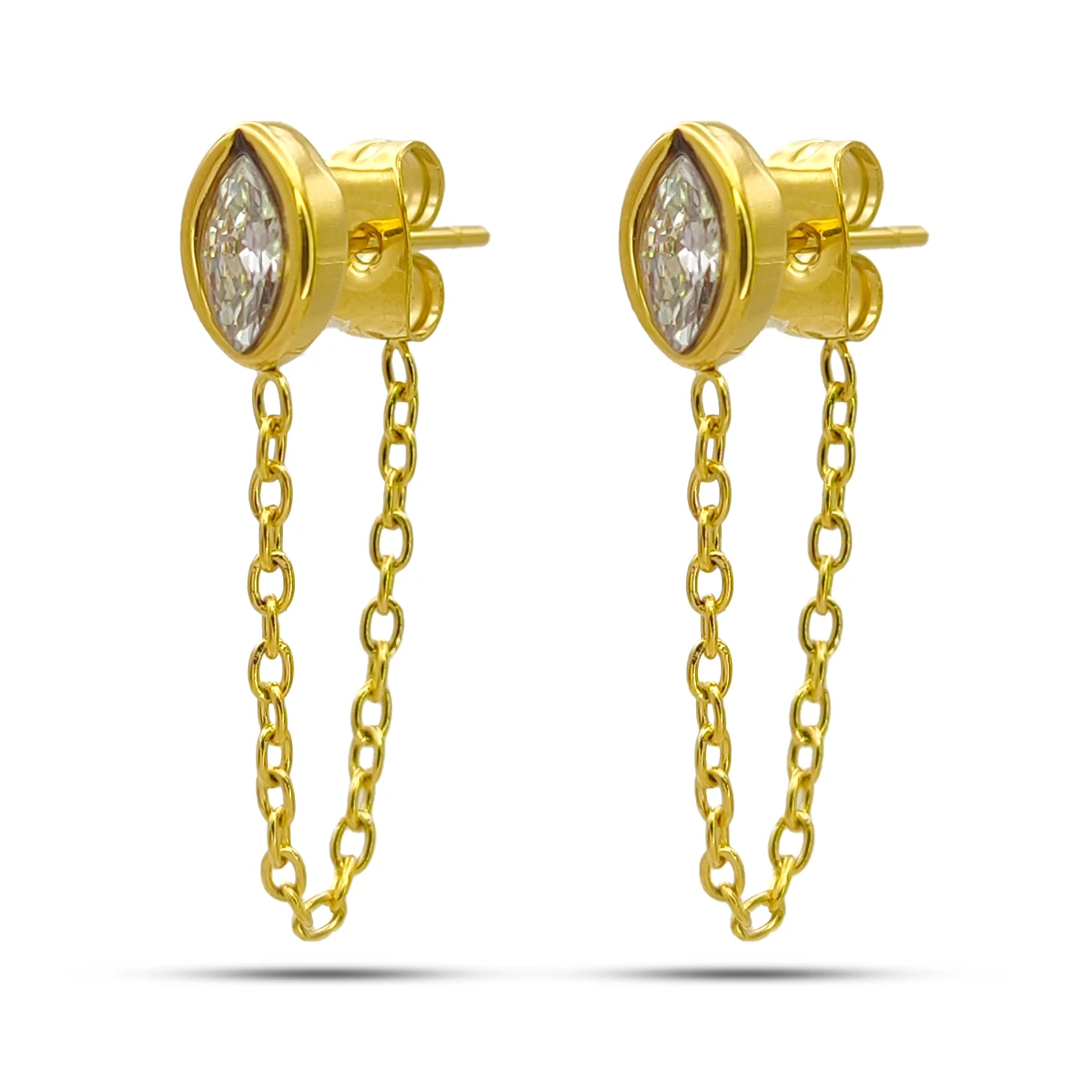 Aretes Acero Inox Broquel Cristal Marquesa Clara Cadena