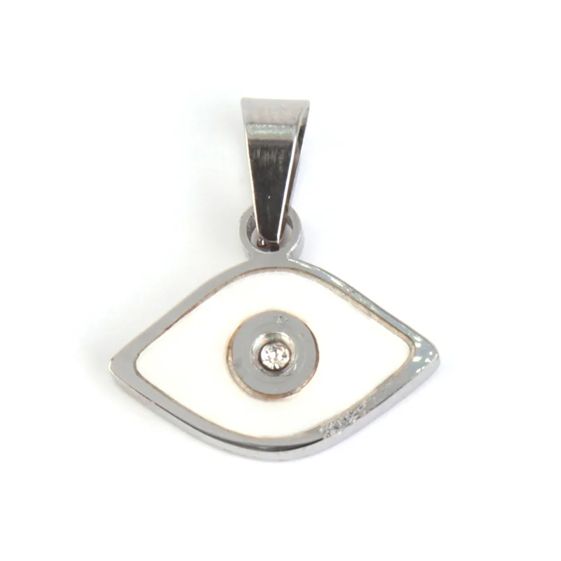 Dije Acero Plateado Ojo Protector Madre Perla Zirconia