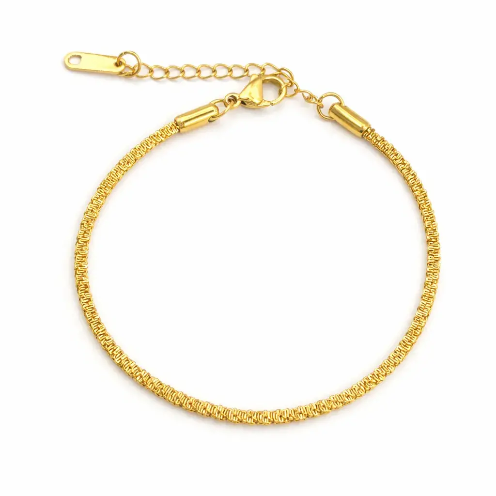 Pulsera Acero Inox Dorado Torcida Estrellada Delgada