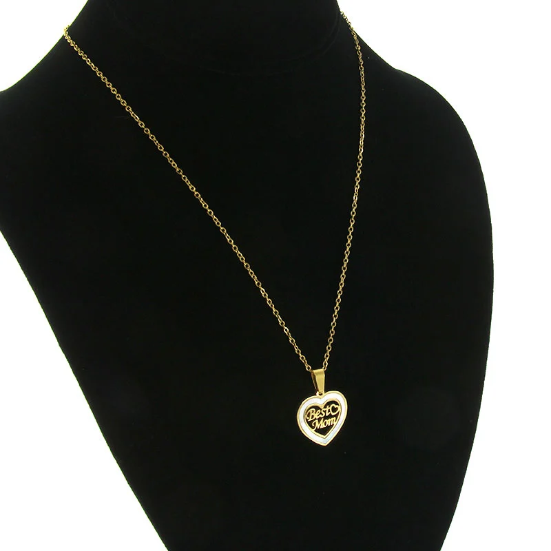 Collar Acero Inox Dorado Best Mom Mejor Mama Madre Perla