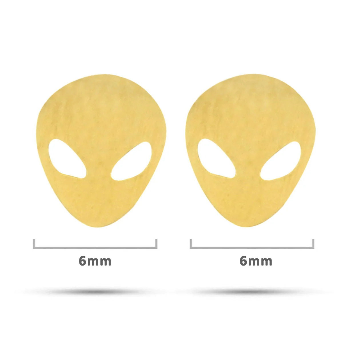 Aretes Tipo Broquel Acero Dorado Mini Alien 6mm