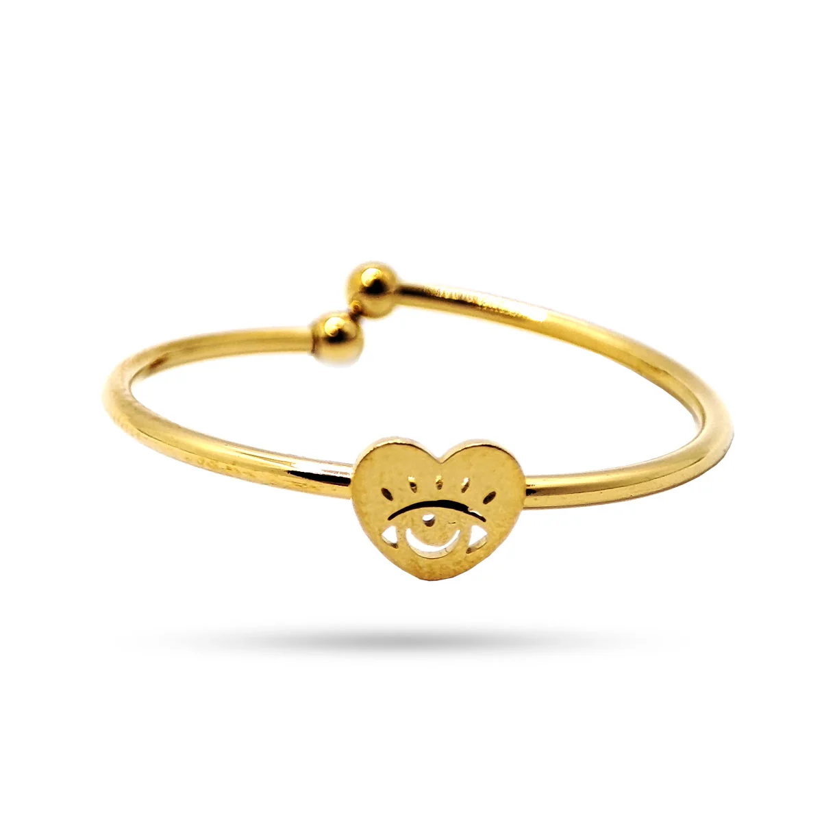 Anillo Acero Dorado Slim Delgado Ojo Corazon Ajustable