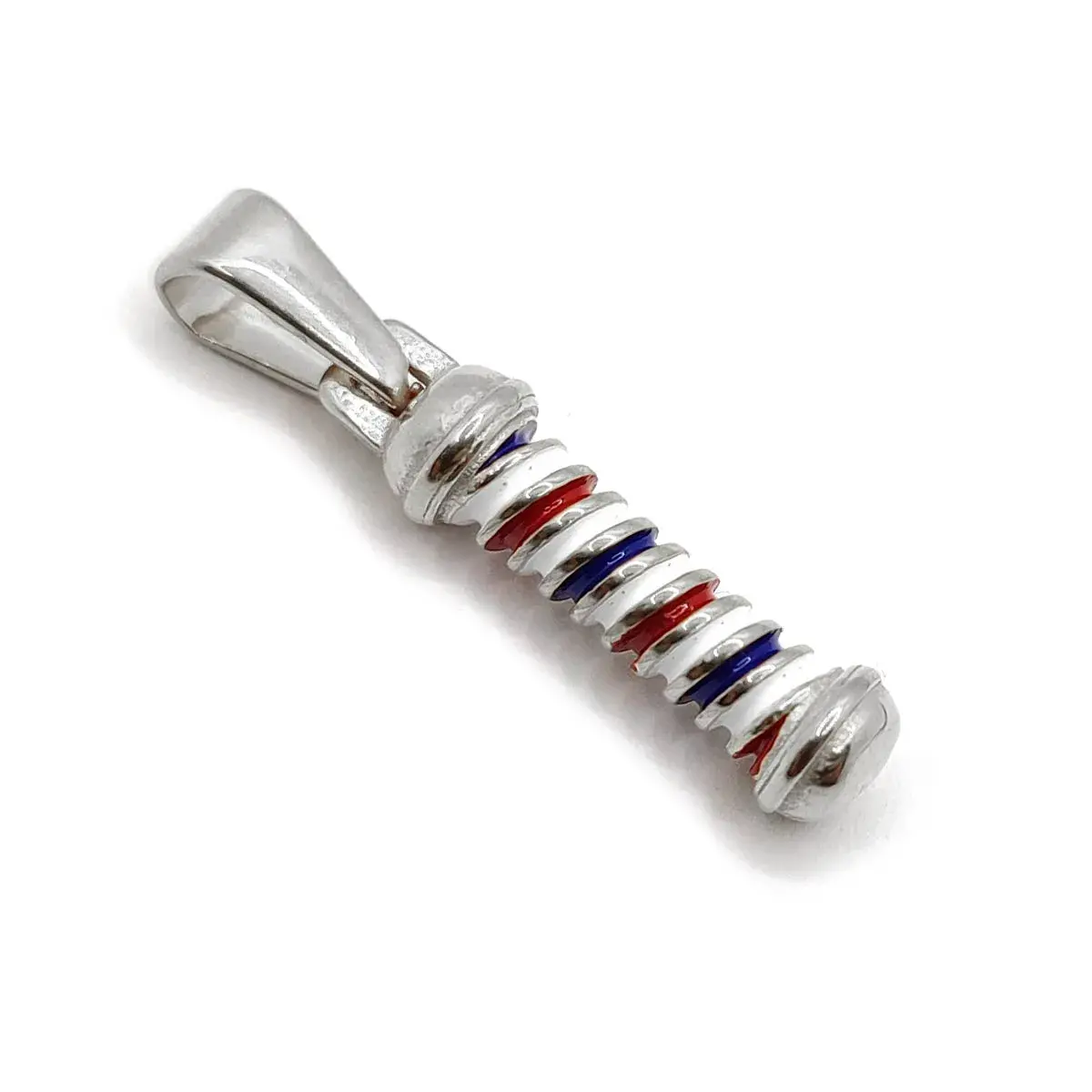Dije Acero Inox Plateado Barbero Barra Tricolor Peluquero