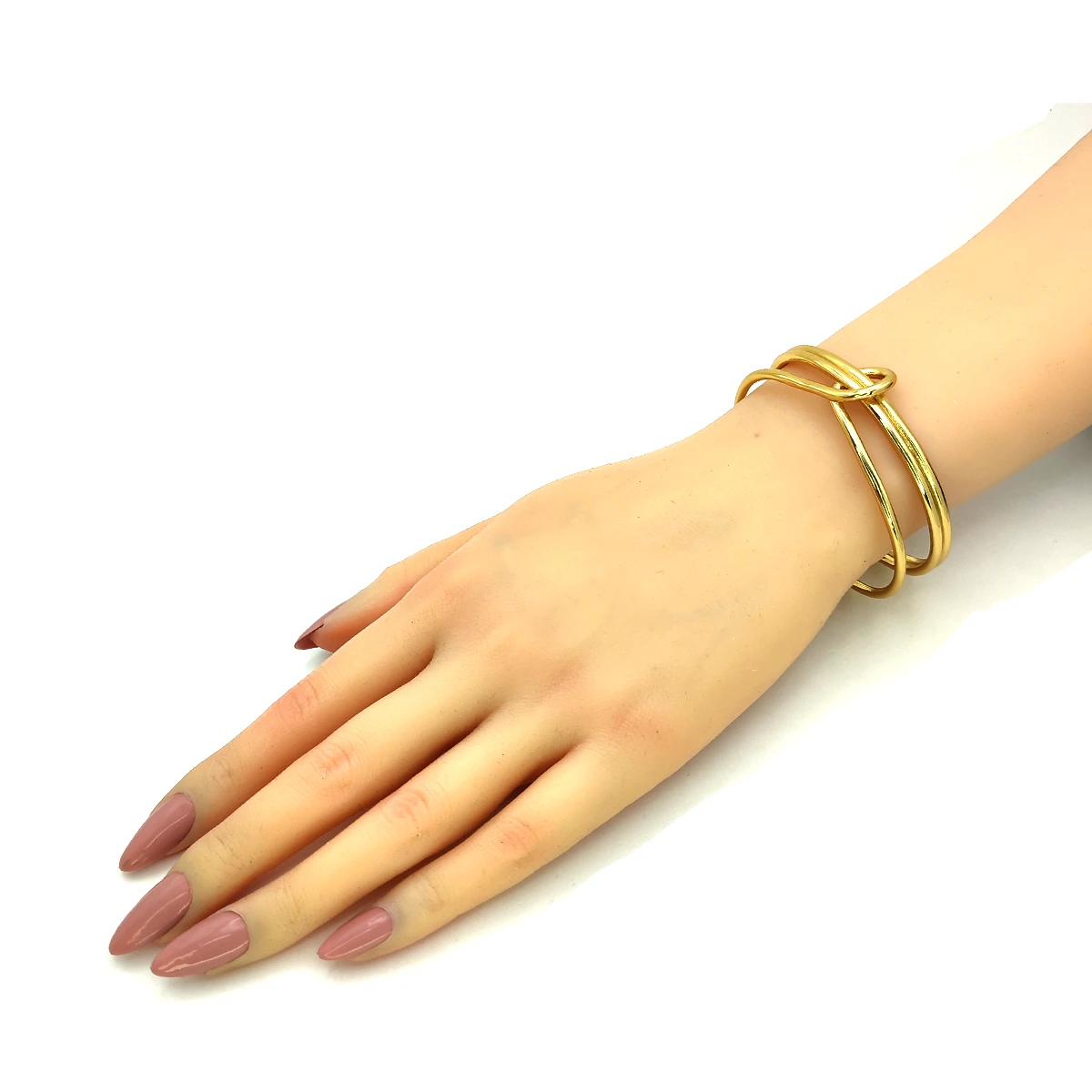 Pulsera Acero Dorado Brazalete Nudo Elegante Ajustable