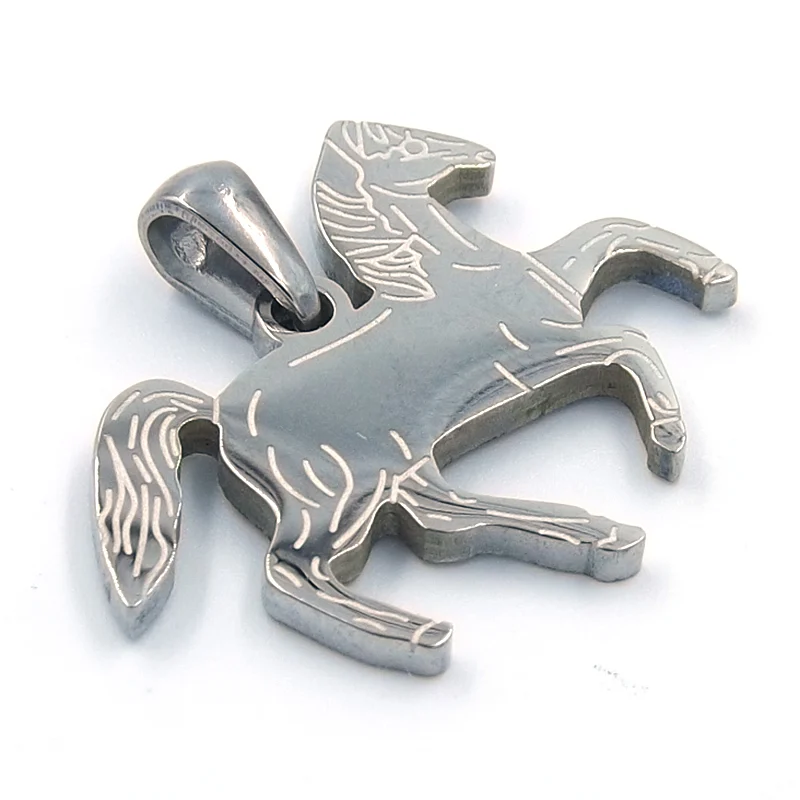 Dije de Acero Plateado Caballo Salvaje