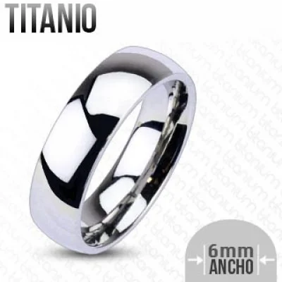 Anillo de Titanio Plateado Diseño Argolla de Matrimonio 6 mm