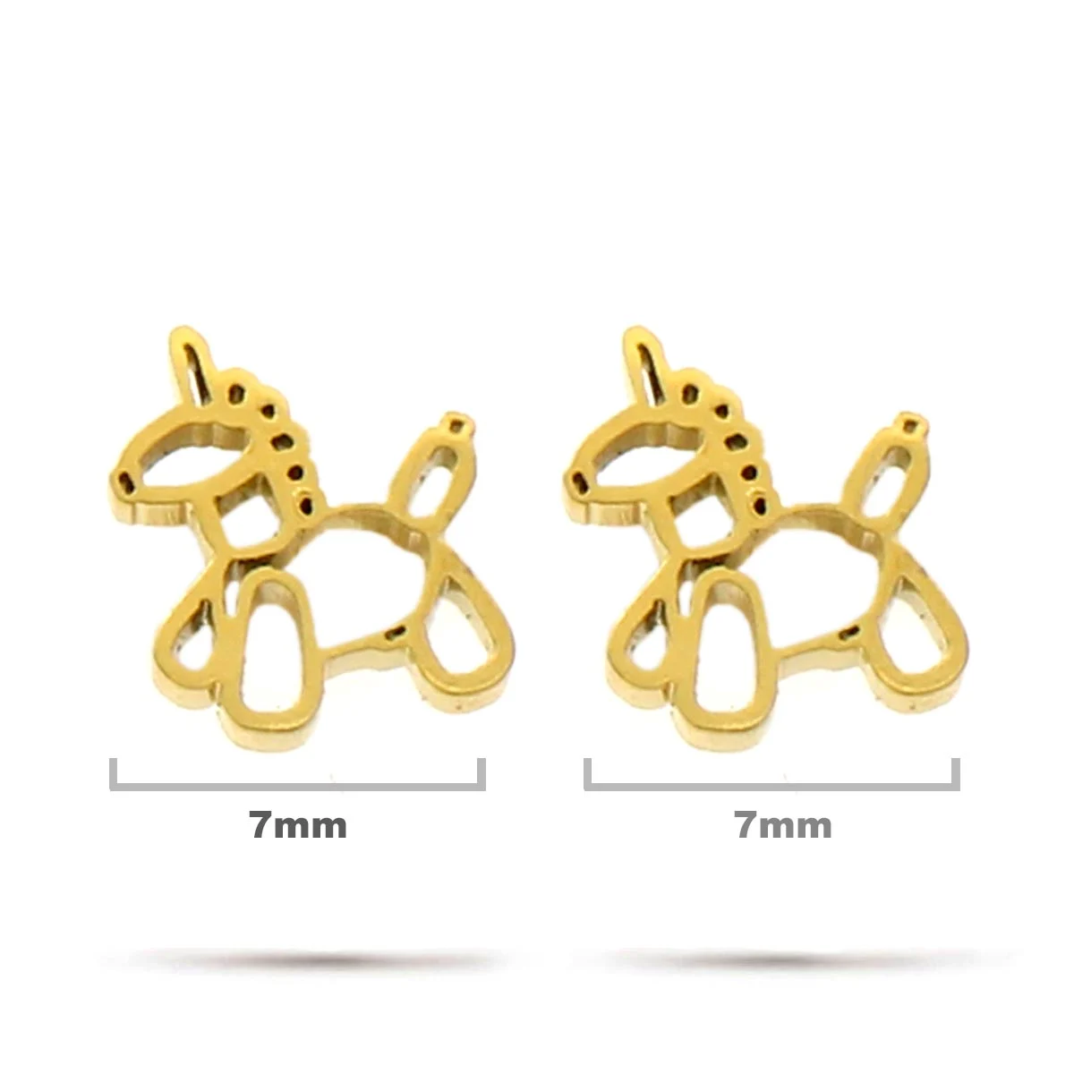 Aretes Acero Inox Dorado Tipo Broquel Unicornio Globo