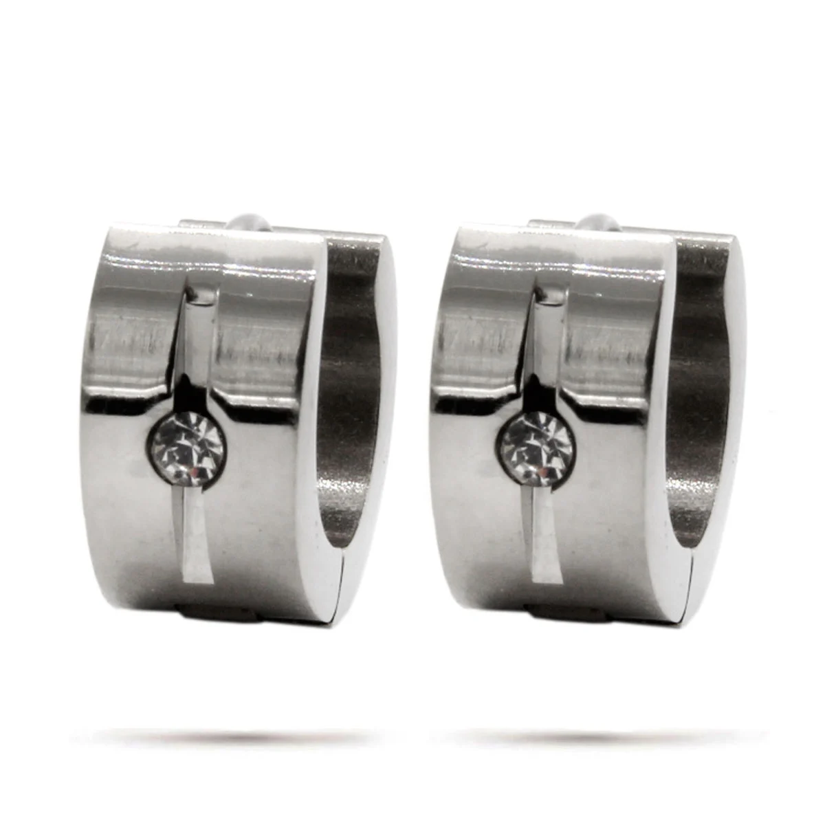 Aretes Tipo Huggies Acero Inox Plateado Cristal Zurco