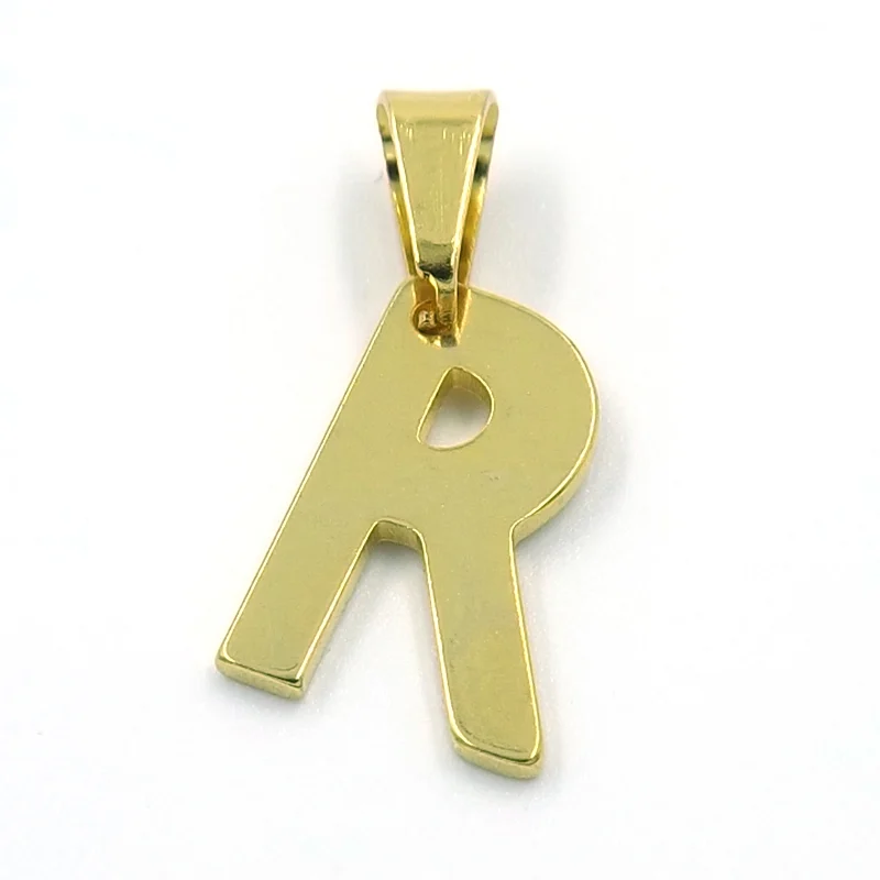 Dije de Acero Dorado Letra R Pequeña Alfabeto