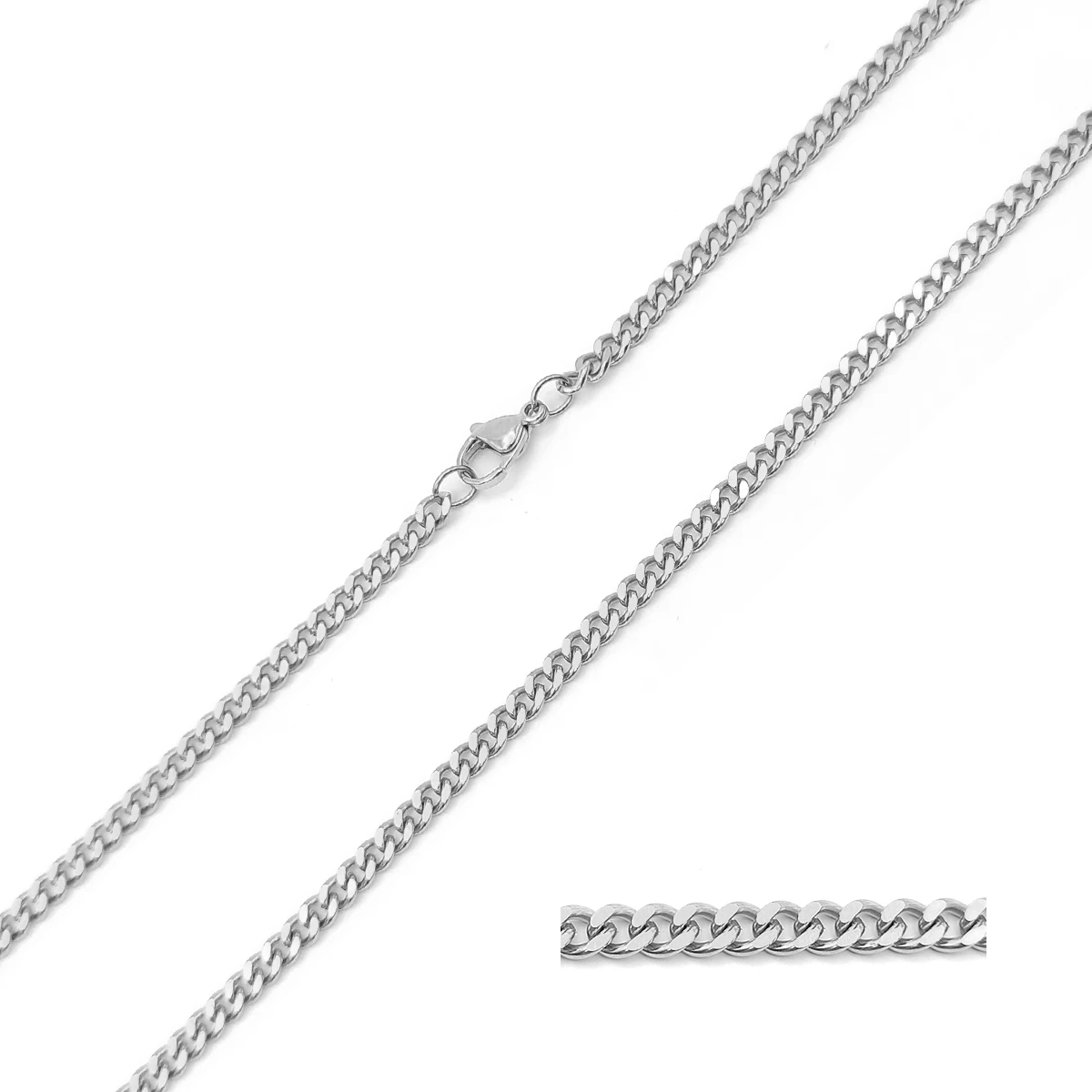 Cadena Acero Para Dije Eslabón Simple Cubano  3.5 mm