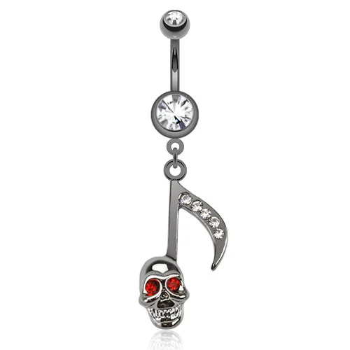Piercing para Ombligo Nota Musical con Calavera