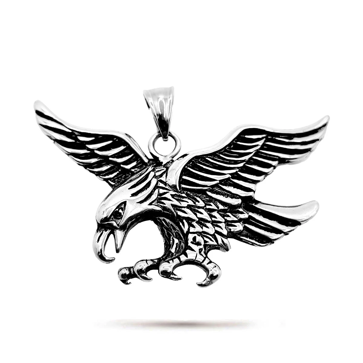 Dije Acero Inoxidable Plateado Águila Cazadora Ave México