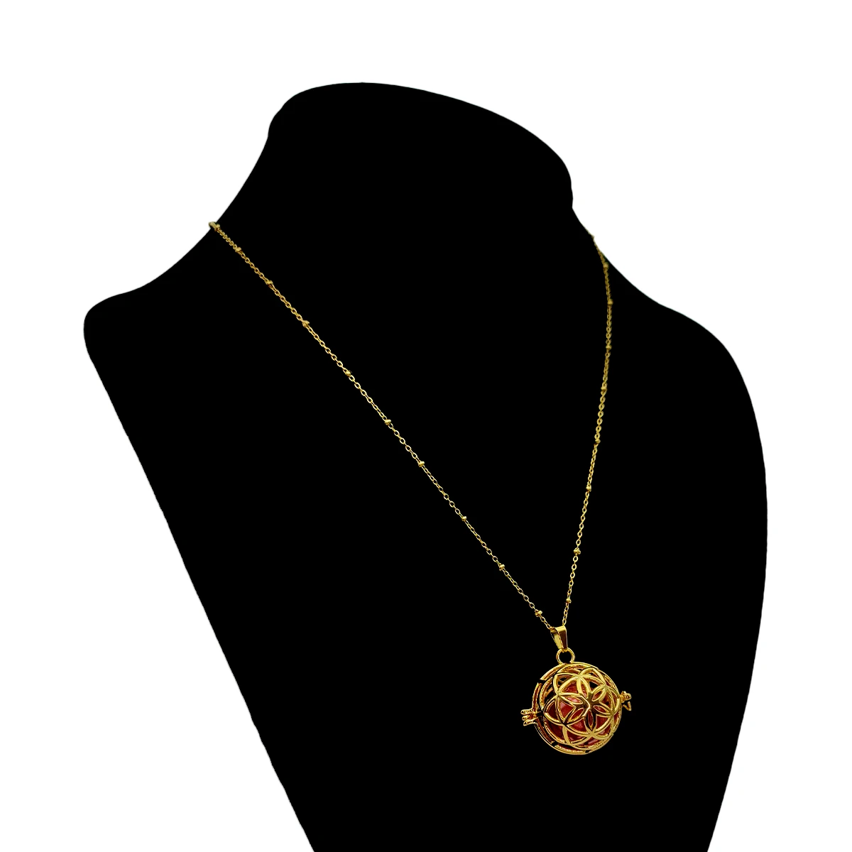Collar Acero Dorado Llamador de Angeles Cadena Balines