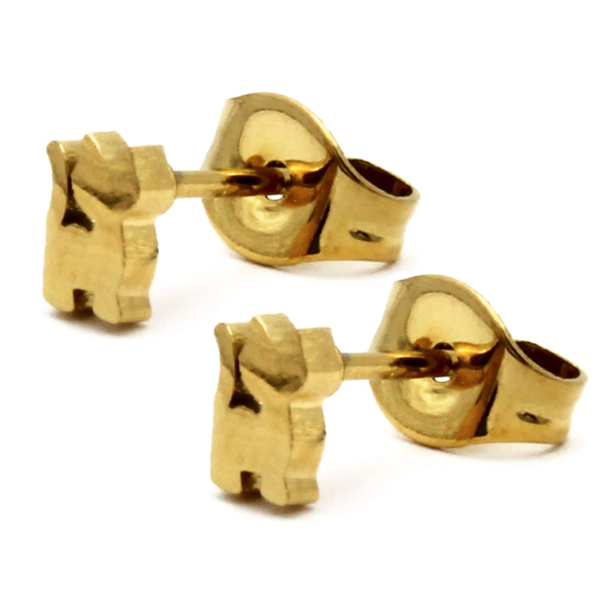 Arete Tipo Broquel Acero Dorado Mini Gato Gatito Minino