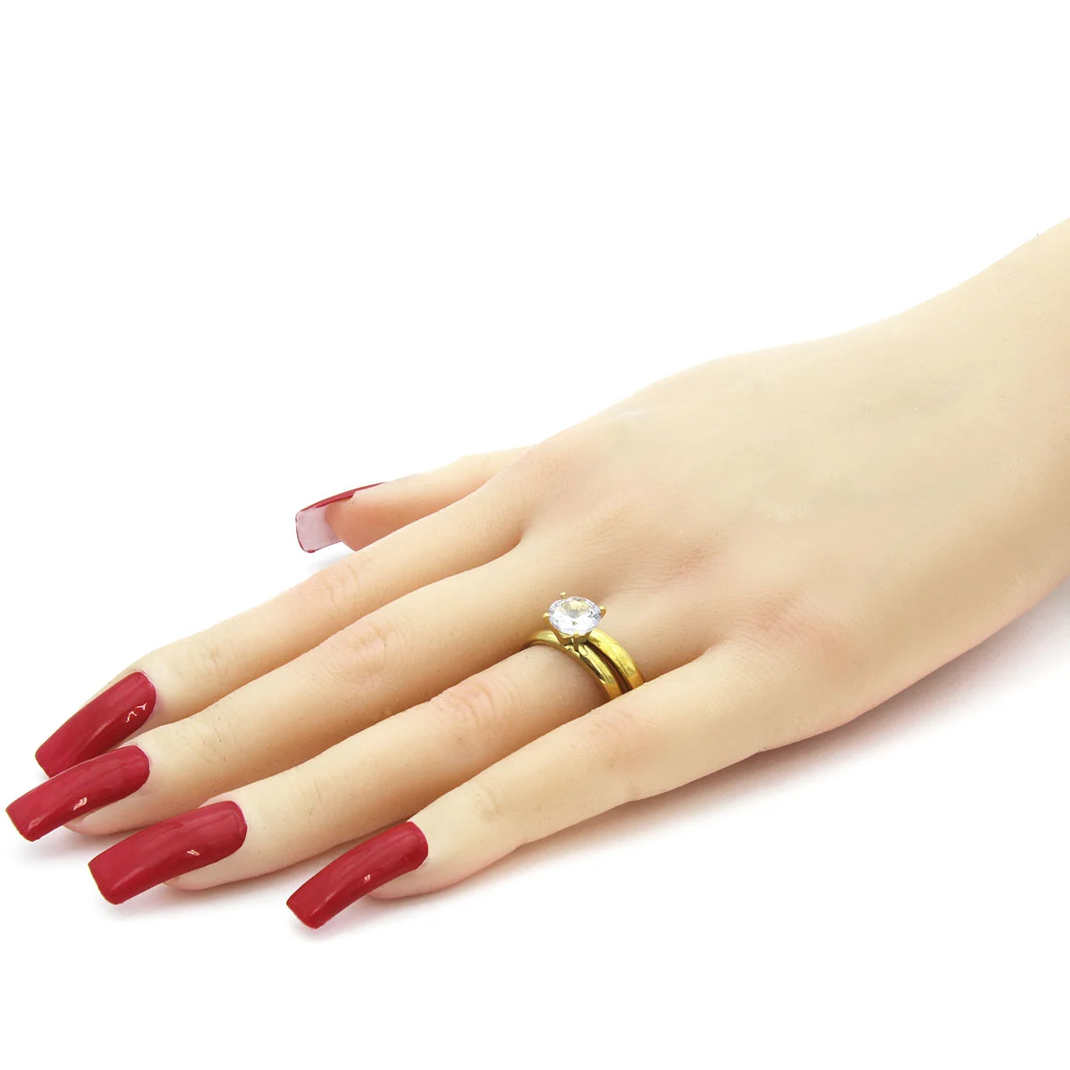 Anillos Acero Dorado Tipo Argolla y Compromiso Classic