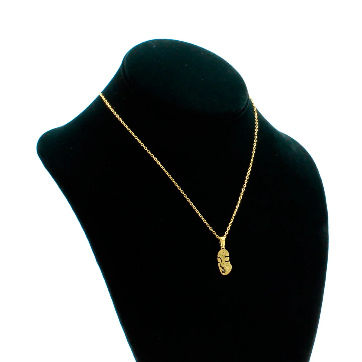 Set Joyeria Acero Dorado Forma Cara Mujer
