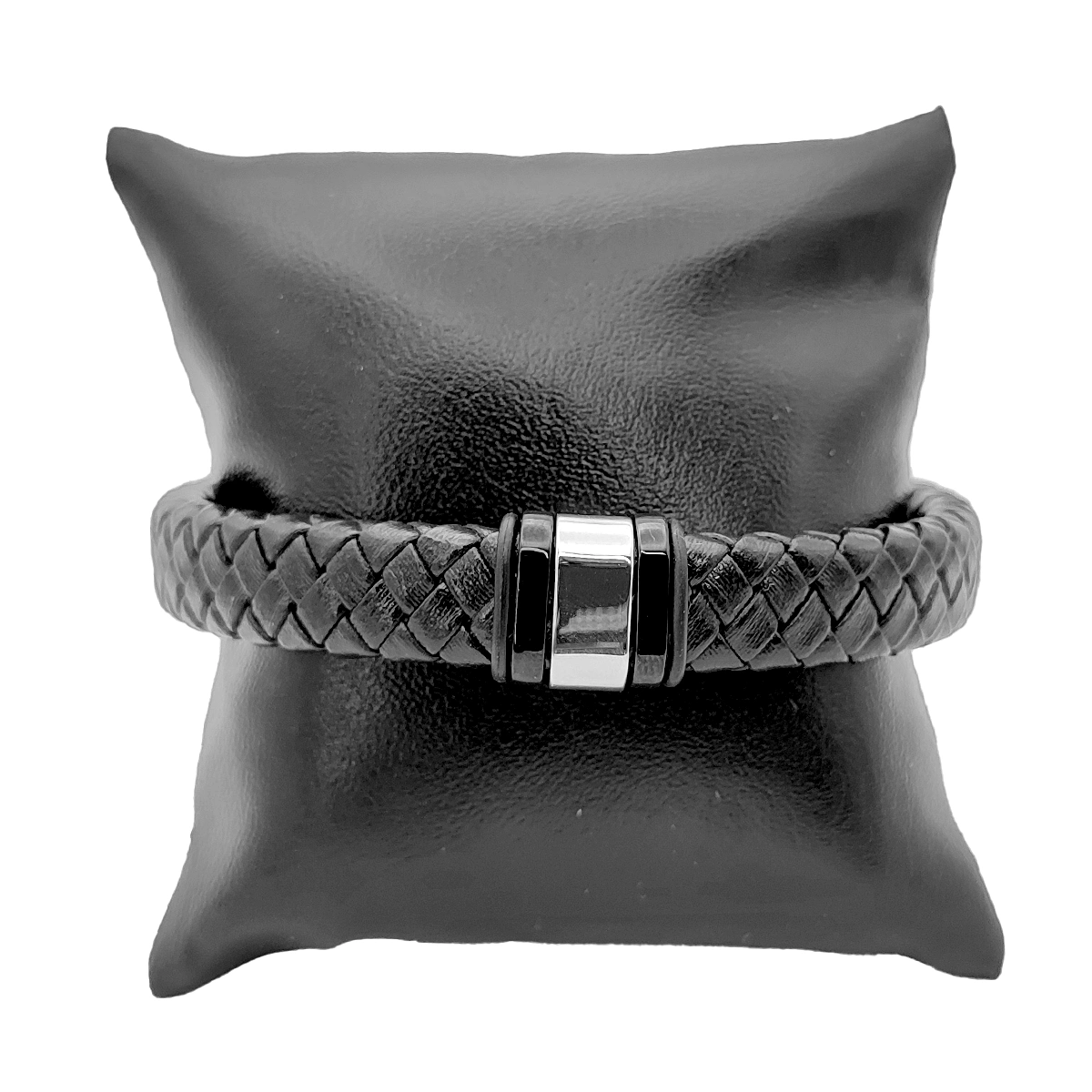Pulsera Base de Piel Negra con 1 Cuenta