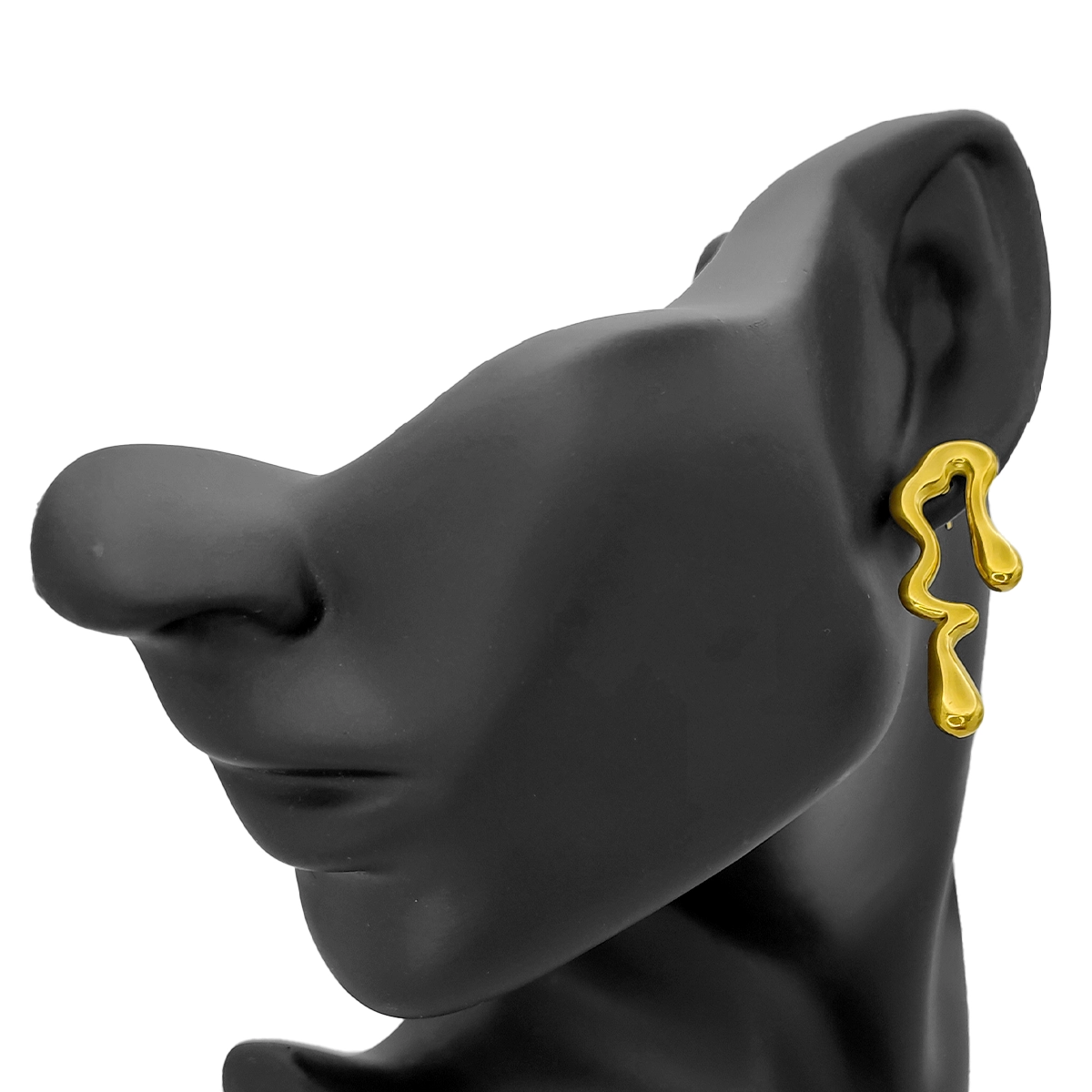 Aretes Acero Dorado Asimétricos Gotas Cayendo Derretidas