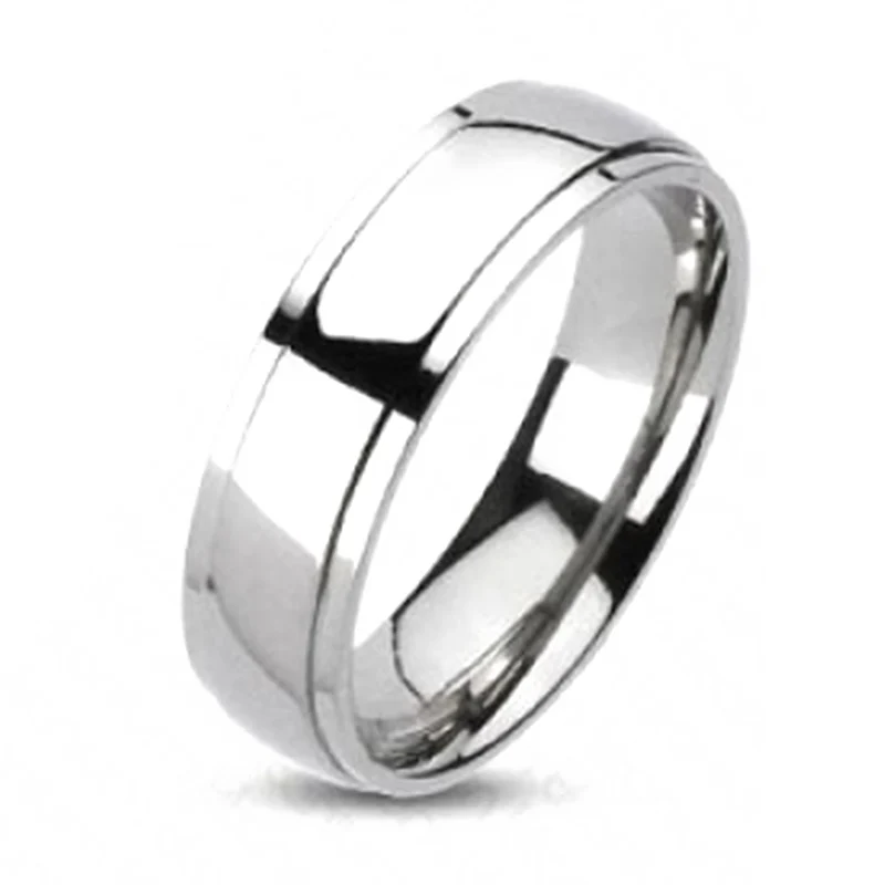 Anillo de Titanio Plateado Diseño Argolla Clasica