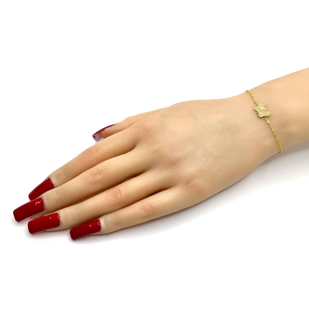 Pulsera Acero Dorado Mujer Diseño Mini Mariposa Grabada