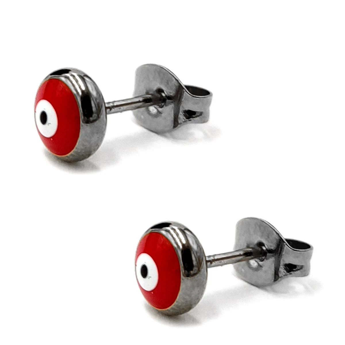 Set Joyeria Acero Inoxidable Plateado Ojo Turco Rojo