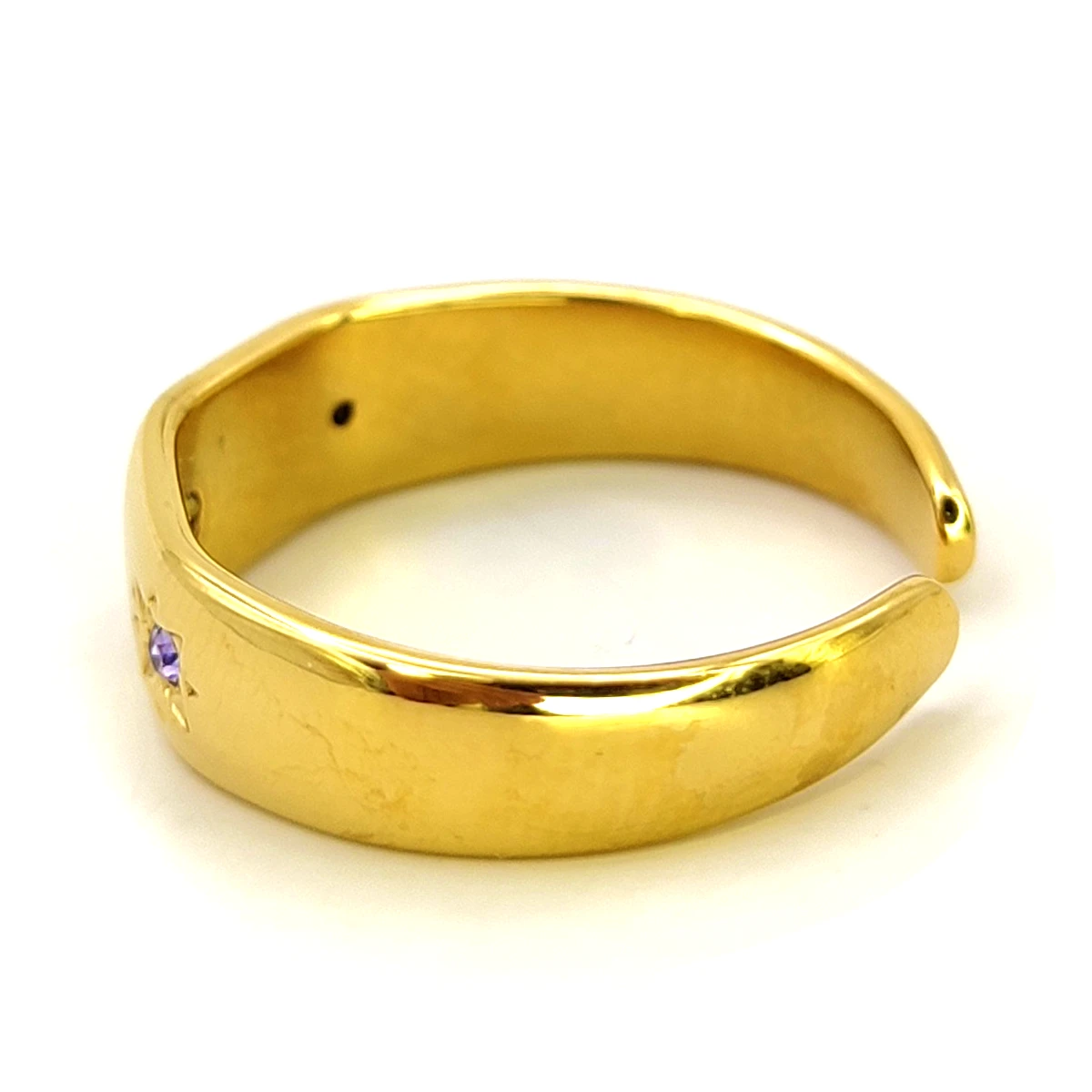Anillo Acero Dorado Estrellas Cristales Rosas Ajustable