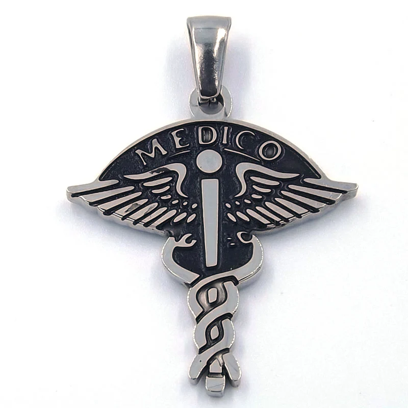 Dije de Acero Vara de Esculapio Símbolo Médico